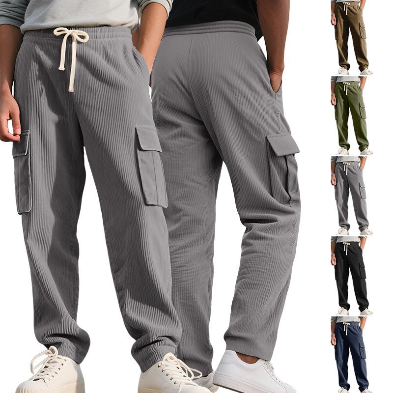 European and American Multi-pocket Jogging Pants Autumn Sports Corduroy Men's Casual Pants