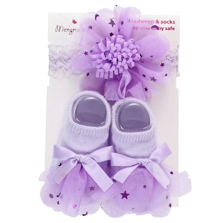 2Pcs/set Newborn Baby Sock Headband Cute Bowknot Short Sock Headband for Infant Baby Girl Spring Summer Baby Stuff for 0-1 Year