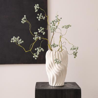 Ceramic Vase Irregular Wavy Patterns Coarse Pottery Flower Vase Flower Arrangement Accessories White Pot Home Decoration