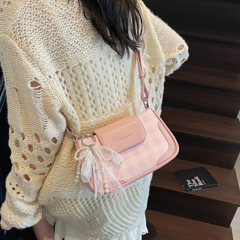 High-end Printed Bag Women's New High-end Niche Design Contrasting Color Single Shoulder Underarm Messenger Bag