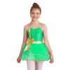 Girls Christmas Dance Dress Double Spaghetti Straps Sleeveless Shiny Sequins Bow Cami Leotard Bodysuit