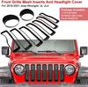 Mesh Grille Insert Grill Sticker & Headlight Turn Light Cover Trim for Jeep Wrangler JL 2018-2025 Chrome Accessories