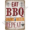 BBQ Zone Metal Sign Vintage Tin Sign Dad`s BBQ Yard Outdoor Party Decoration Plate Retro Barbecue Rules Slogan Decor Accessories