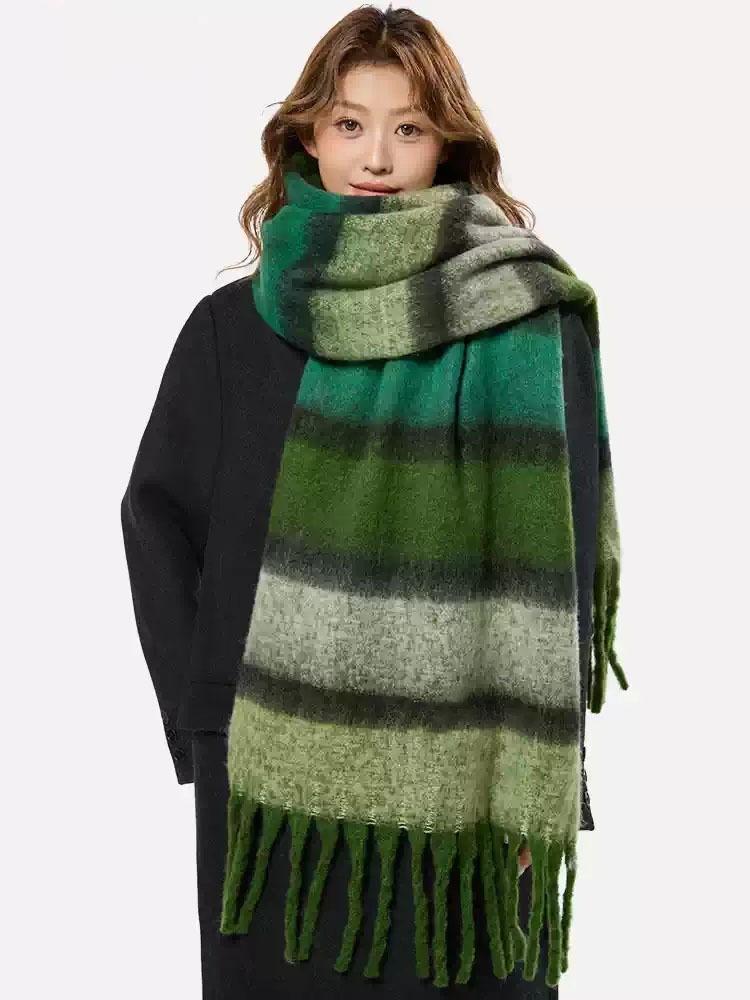 Atmosphere blue coffee plaid scarf women's new warm versatile plaid scarf student couple thickened shawl