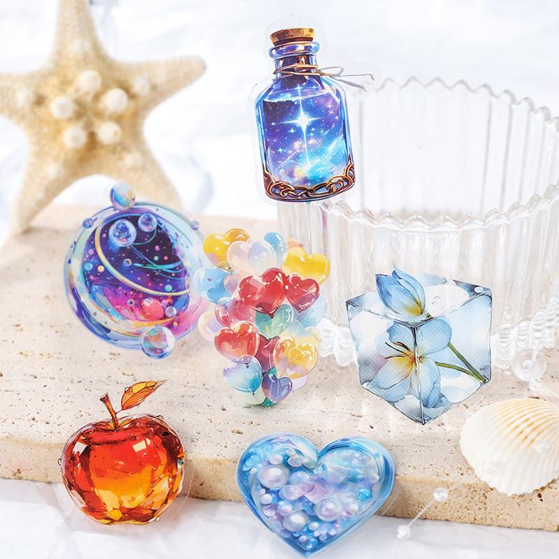 20 Pcs PET Scrapbook Stickers Fruit Heart Decorative Stickers for Scrapbooking Crafts Junk Journal Diary Stickers