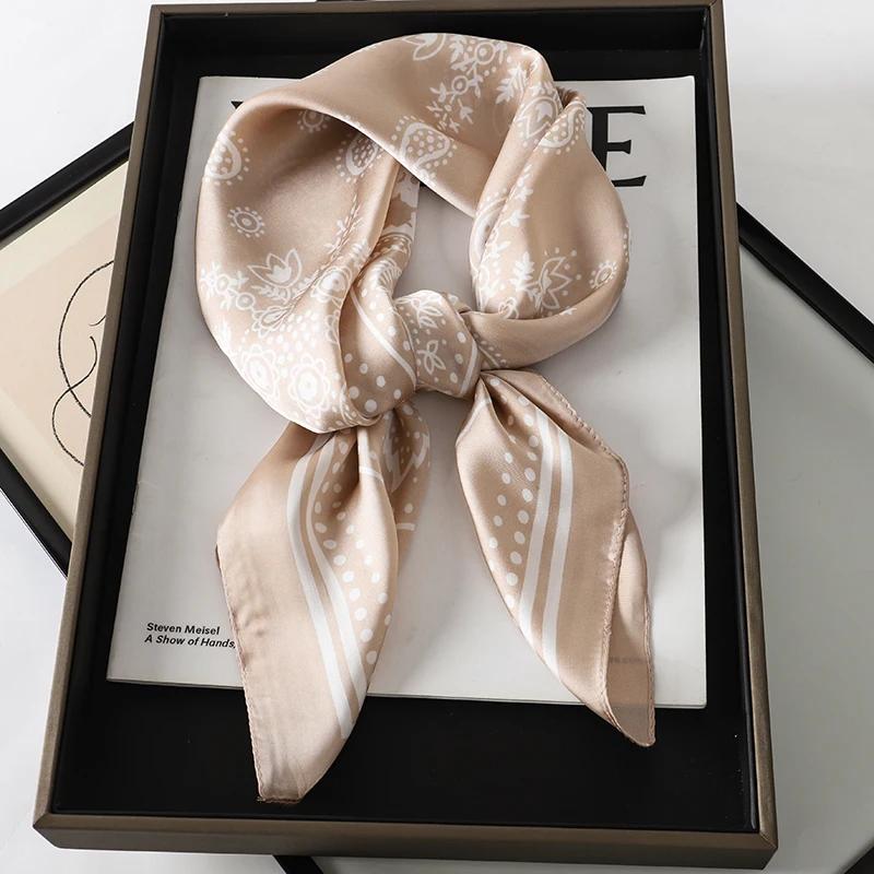Luxury Brand Silk Square Plaid Scarf Women Satin Neck Hair Tie Band Soft work neckerchife 2024 NEW Hijab Head Female Foulard