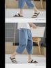 Men's Cotton and Linen Cropped Trousers - Lightweight Summer Casual Shorts for Middle-Aged and Elderly.