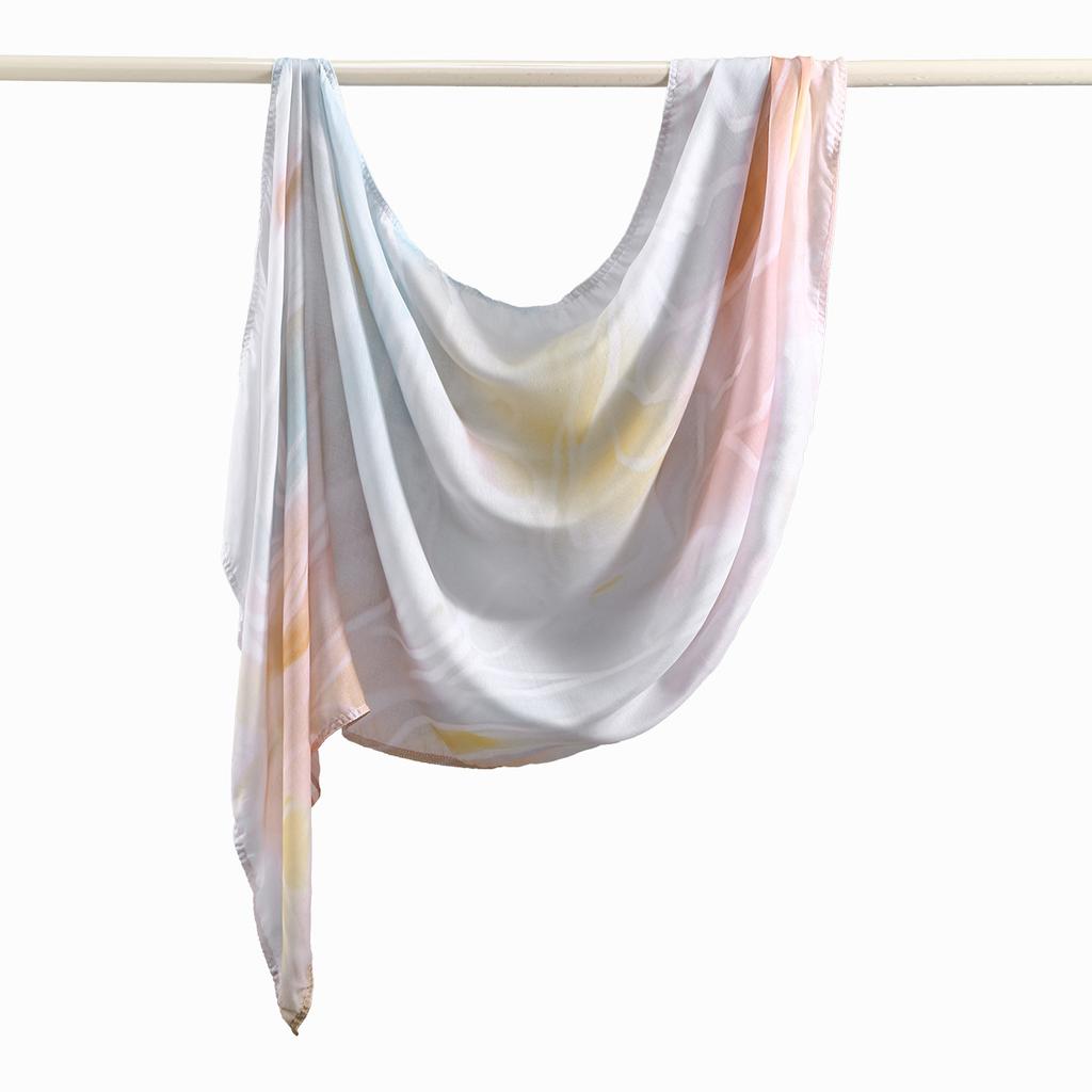 New Watercolor Printed Voile Hijab Scarf For Woman Muslim Hijabs Shawl Fashion Long Wraps Female Headband Ethnic Islam Ramadan