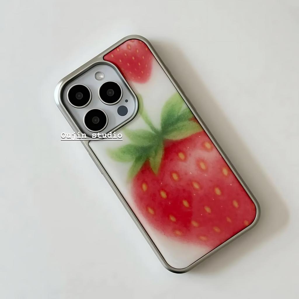 Ins Cute Fruit Strawberry Tomato Phone Case for iPhone 17 16e 16 15 14 13 12 11 Air Pro Max X XR XSMAX 8 7 Plus Clear Back Cover