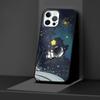 Cartoon Cute Astronaut Case for Apple iPhone 14 11 13 12 Pro Max XR 7 8 + SE 2020 XS 6 6s Plus 5 5s Black Silicone Phone Cover