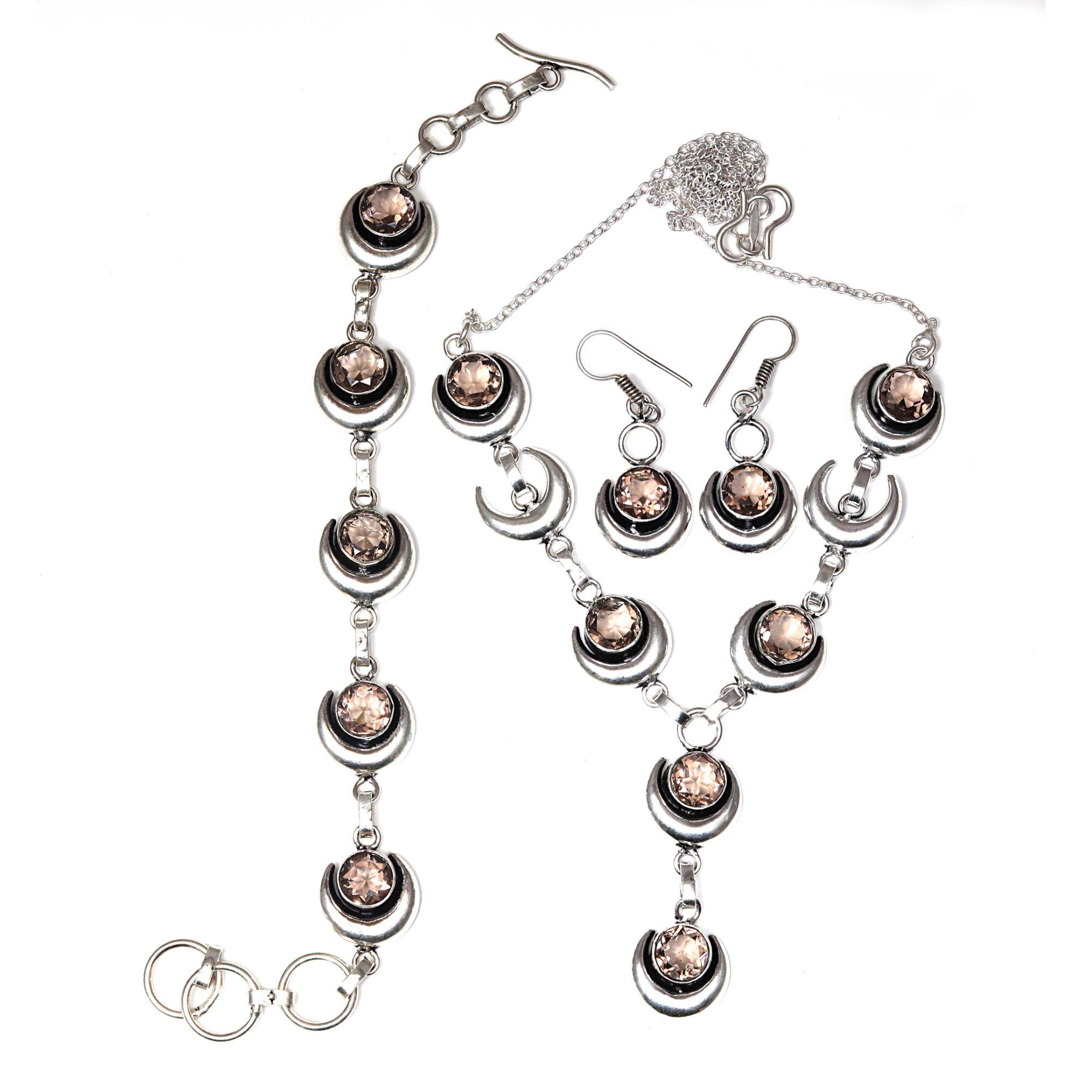 

Smoky Quartz Gemstone Handmade Ethnic Jewelry Necklace Set 18-20