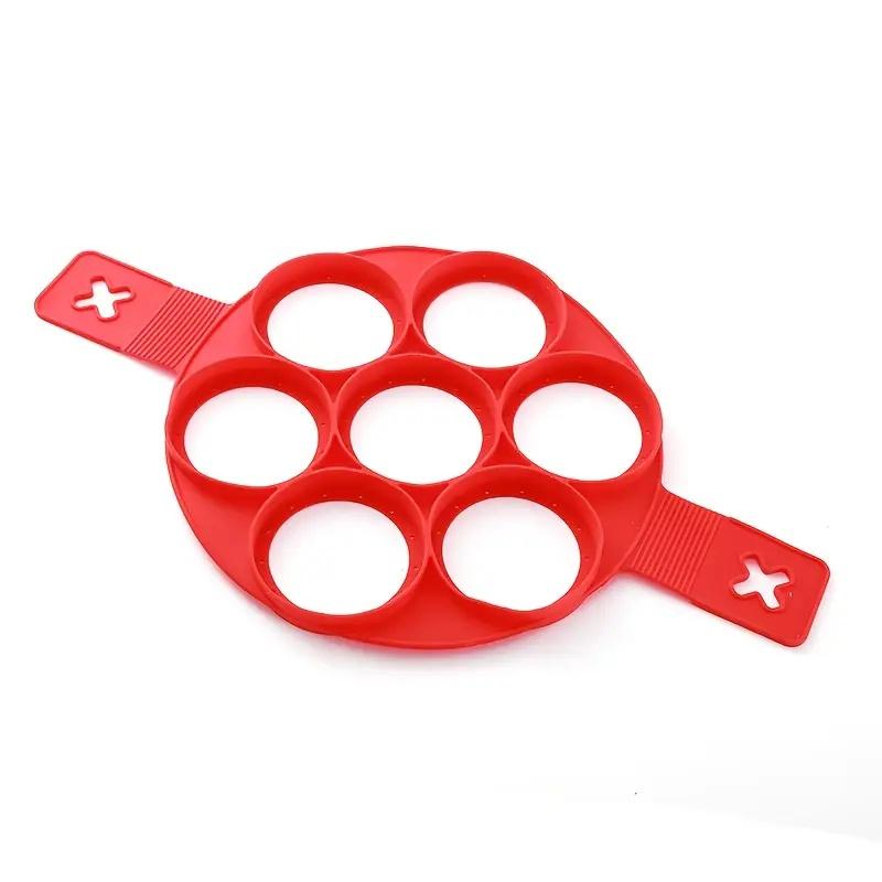 

Silicone pancake and egg molds, 7-hole non-stick baking trays, easy-to-clean breakfast kitchen tools, suitable for home and rest розовый