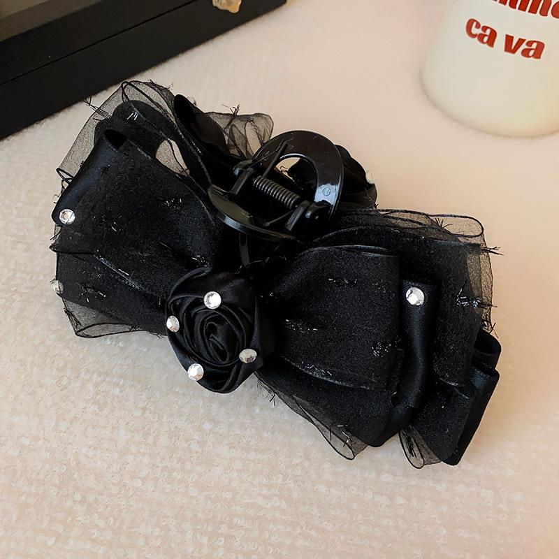 Big Large Satin Bow Ribbon Hair Clip Fashion Elegant Temperament Women Girls Ponytail Clip Ribbon Hair Clips Wedding Hair Accessories Gifts