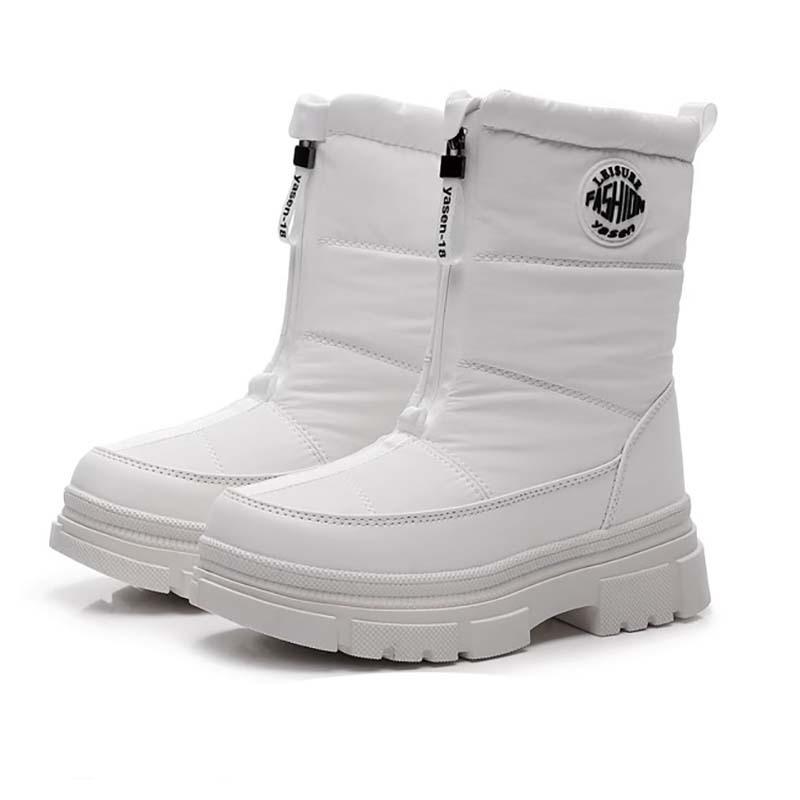 Women's Winter Fur One Padded Waterproof Fabric Cozy Side Zipper Warm Cold Lightweight Hiking Waterproof Slip Resistant Short Snow Boots