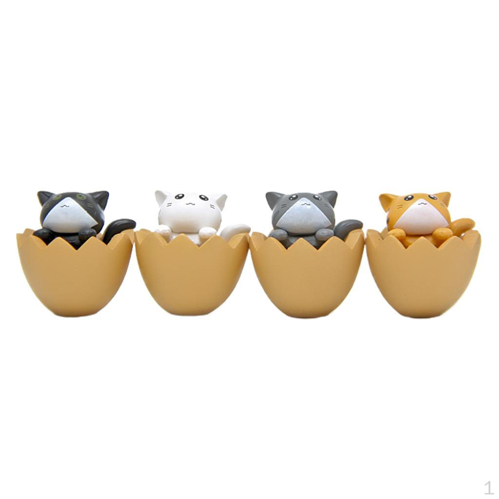 4 Pieces Miniature Garden Cat Figurines Toys Animals Figurine Decoration