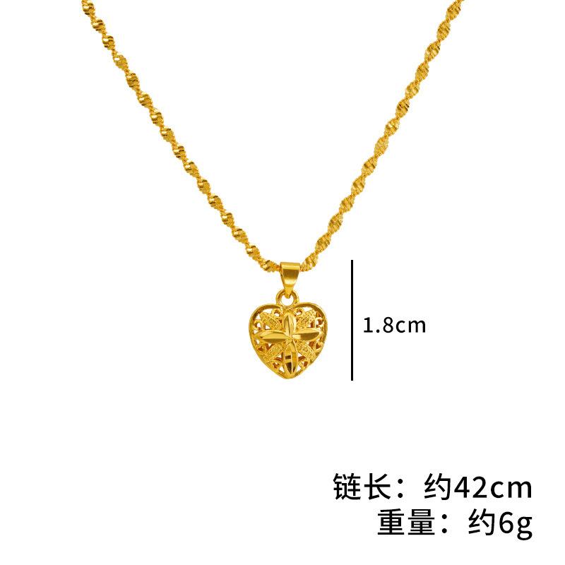 Vietnamese gold-plated necklace for women, long-lasting color, vintage heart-shaped imitation gold jewelry, copper alloy accessory, new clavicle
