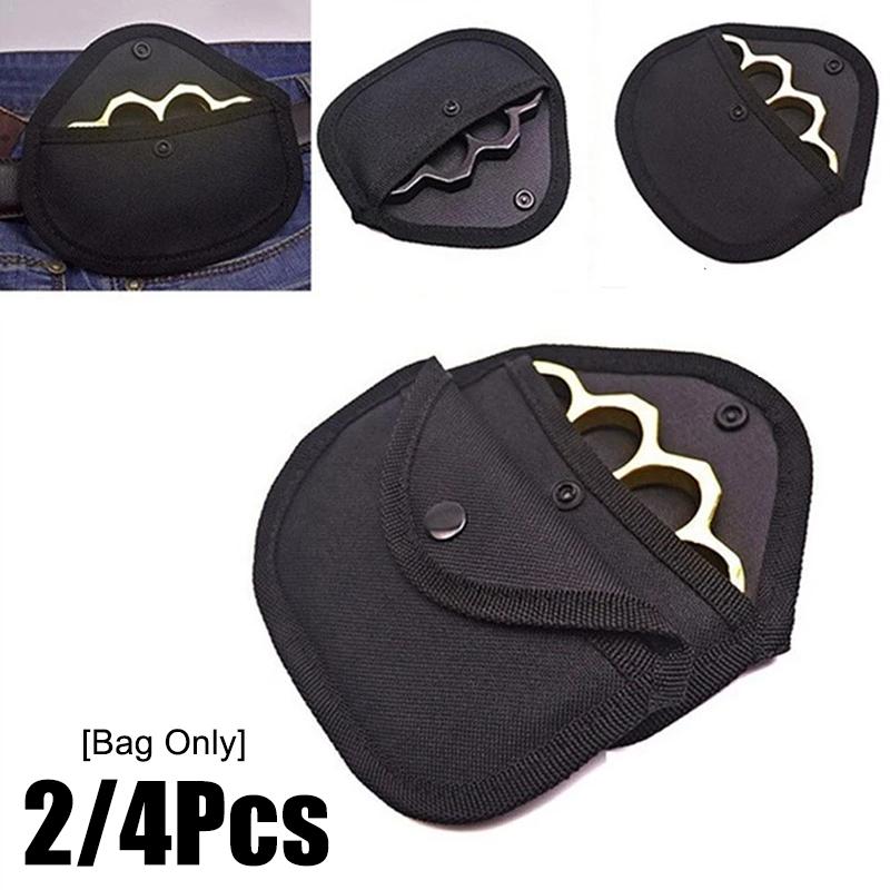2/4PCS EDC Finger Tiger Protection Bag Shockproof Soft Lining Fist Ring Hanging Buckle Bag Iron Four-finger Cloth Cover Only Bag