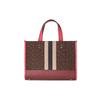 Coach Dempsey 30 Striped Logo Decor Canvas And Leather Tote Bag Women tote Brown 4113-IMTN8