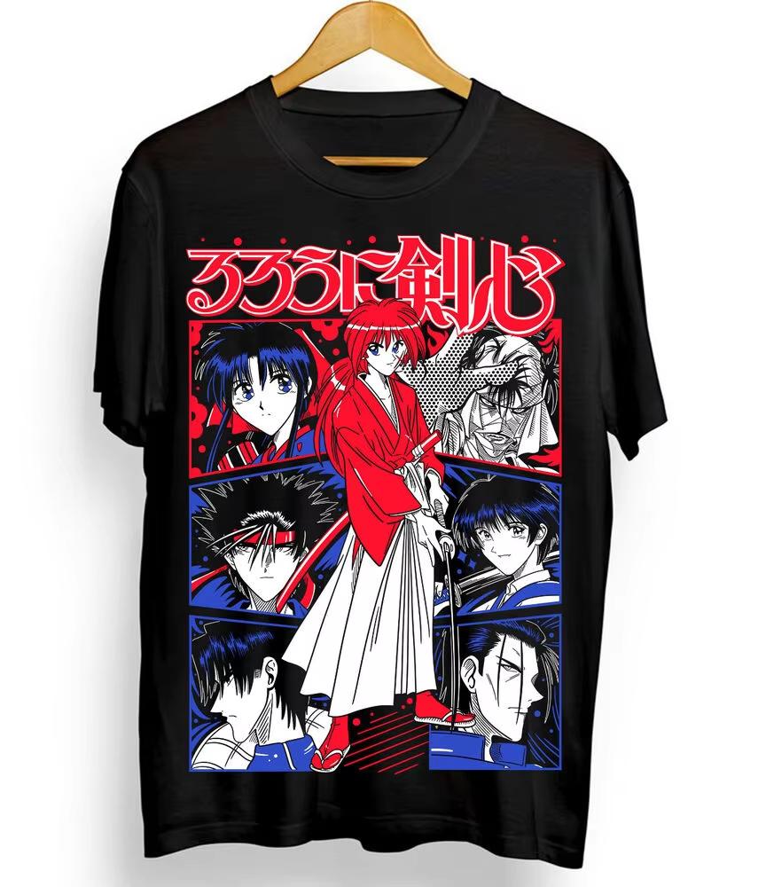Summer Hot Sale Rurouni Kenshin Tshirt Samurai X Himura Anime Manga Sagara Yukishiro All Size Mens Round Neck