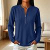Women's Casual Corduroy Zip Up Long Sleeve Loose Fit Color Top