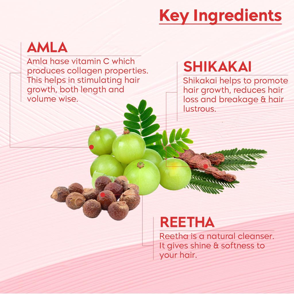 KHADI Omorose Herbal Amla and Reetha & Shikakai Shampoo,210ml