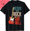 Jesus Is My Savior Guitar Is My Therapy Funny Christian TShirt Custom Printed Graphic T Shirts Cotton  Camiseta Hombre