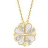 A Multi-use Mother-of-pearl Heart-shaped Four-leaf Clover Pendant Gold Titanium Steel Necklace for Women, Collarbone Chain, Valentine's Day Gift