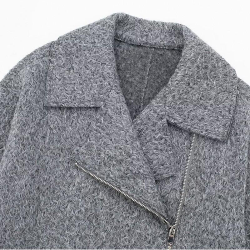 2024 Women's Retro Beaded Wool Coat - High-End Lapel Versatile Woolen Top