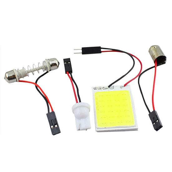 

4W 12V COB Chip LED 24 SMD Внутреннее освещение автомобиля T10 Световой купольный адаптер с фестоном