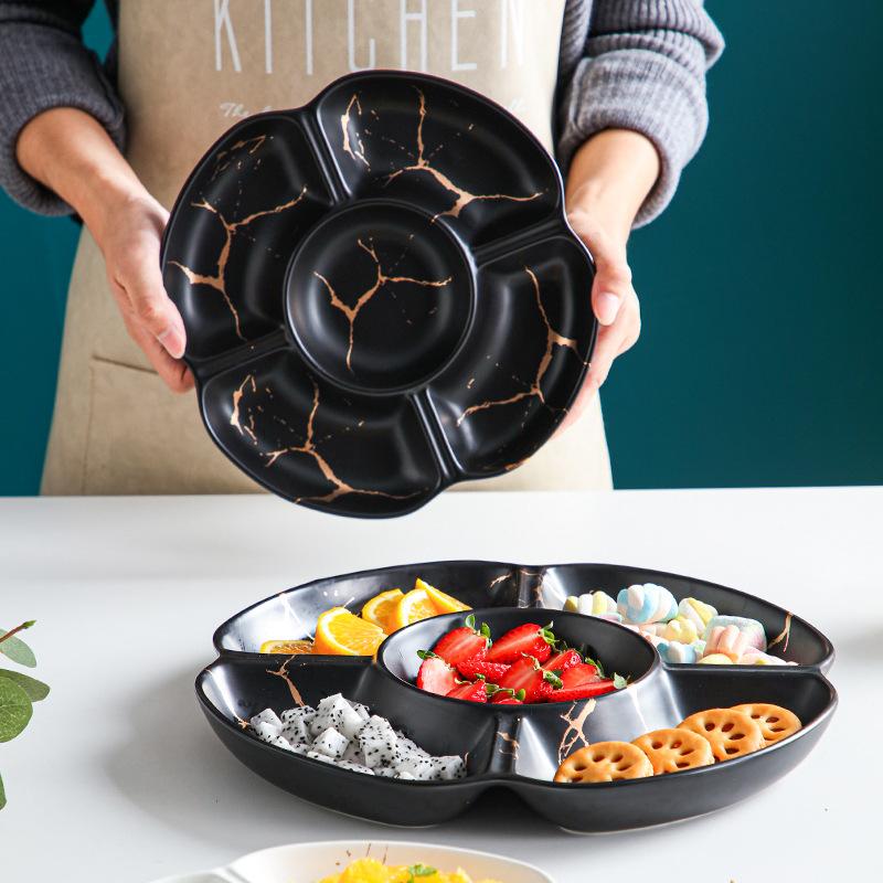 Luxury Nordic Snacks Dried Fruits Dishes Hotel Home Living Room Wedding Ceramic Tableware Nut Plate