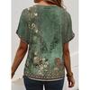 Women's T Shirt Print Ombre Floral Graphic Elegant Vintage Casual Short Sleeve V Neck Regular Tops Daily