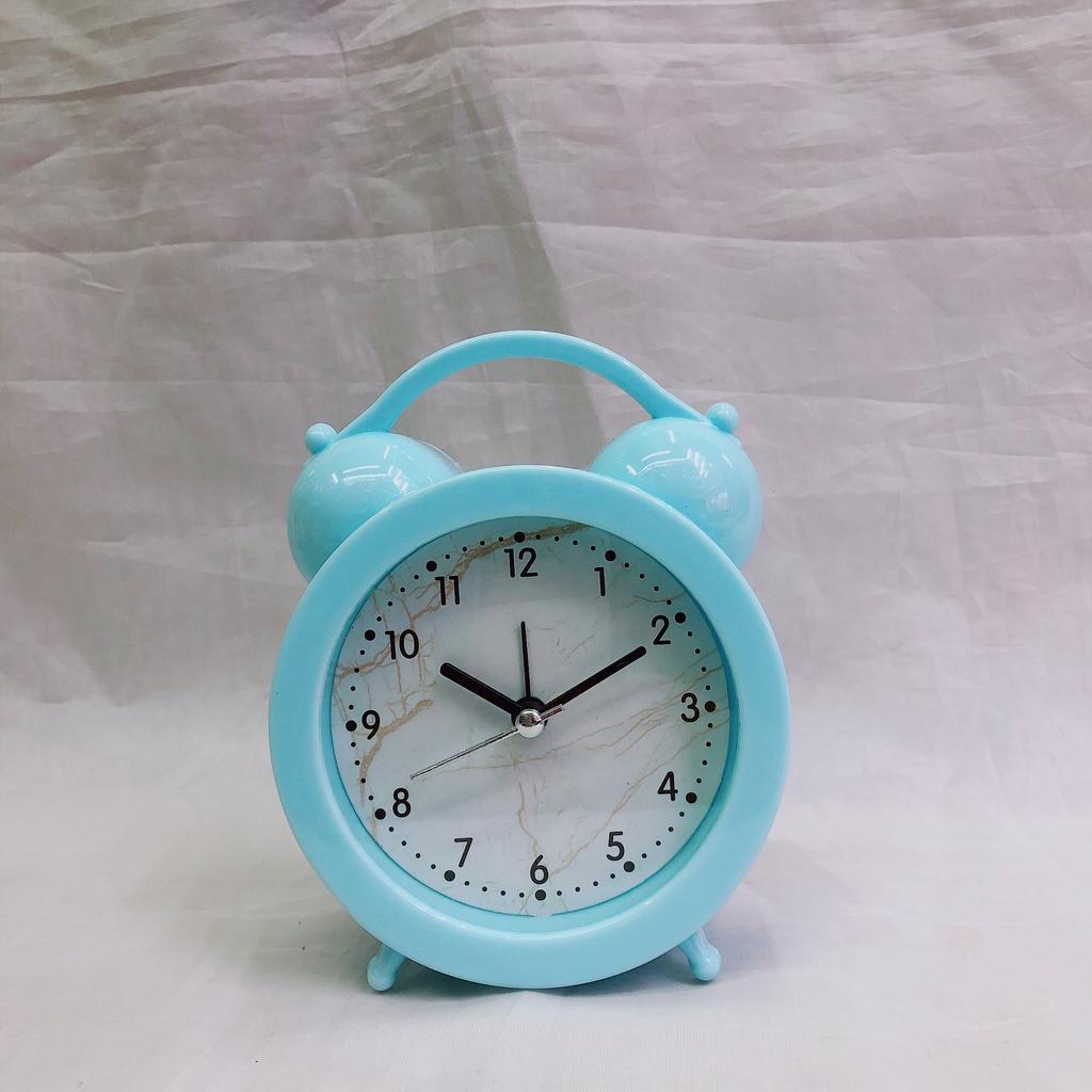 Small Plastic Alarm Clock with Handle Marble Dial Student Gift Alarm Clock