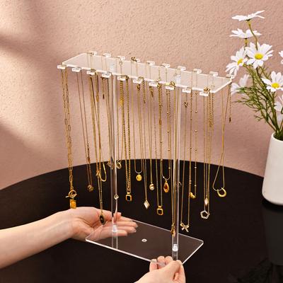 1pc Transparent Acrylic Desktop Necklace Display Rack, Dressing Table, Jewelry Organizer, Multifunctional Counter Display Props