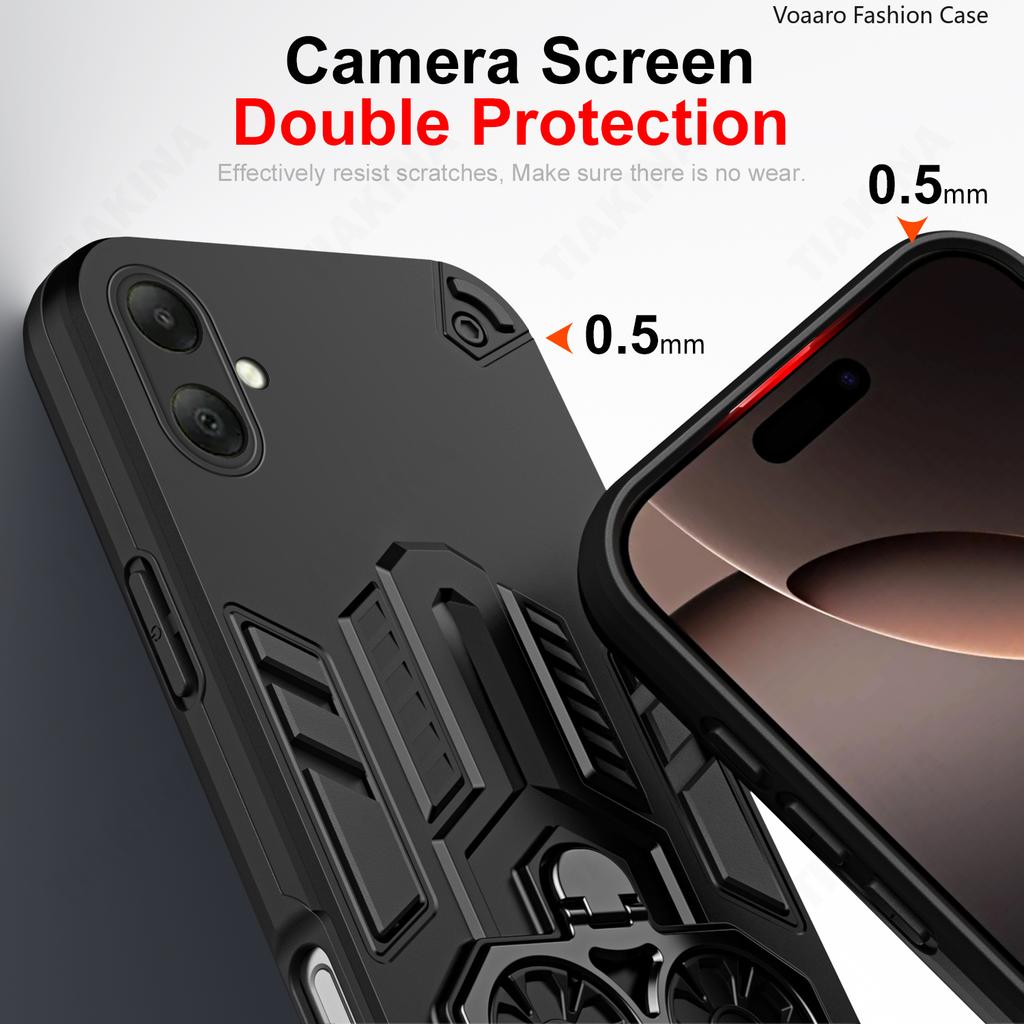 Dual Finger Ring Armor Cover for Samsung Galaxy A07 4G Case for Samsung Galaxy A06 5G A07 4G Rotate Metal Bracket Kickstand Case