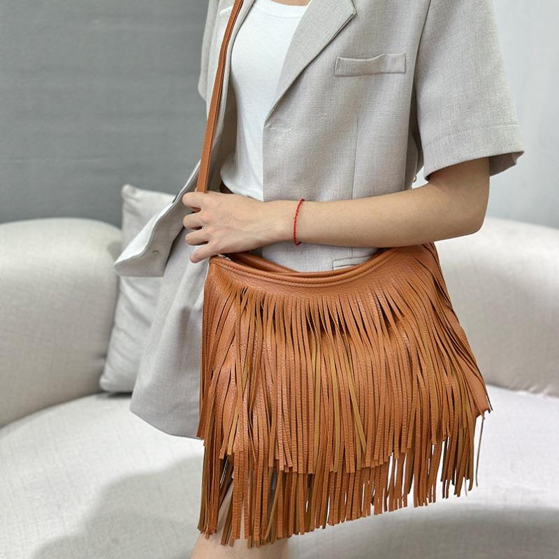 Trend einfache große Tasche Mode Handtasche Umhängetasche Damen Tasche Fransen Tasche Große Kapazität Sling Bag Wind
