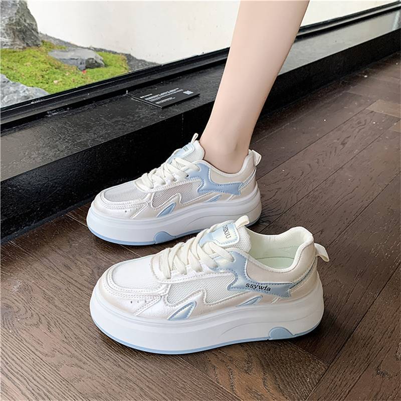 Summer New Fashion Lace-up Comfortable Shoes Breathable and Lightweight Casual Shoes Mesh Versatile White Shoes Women