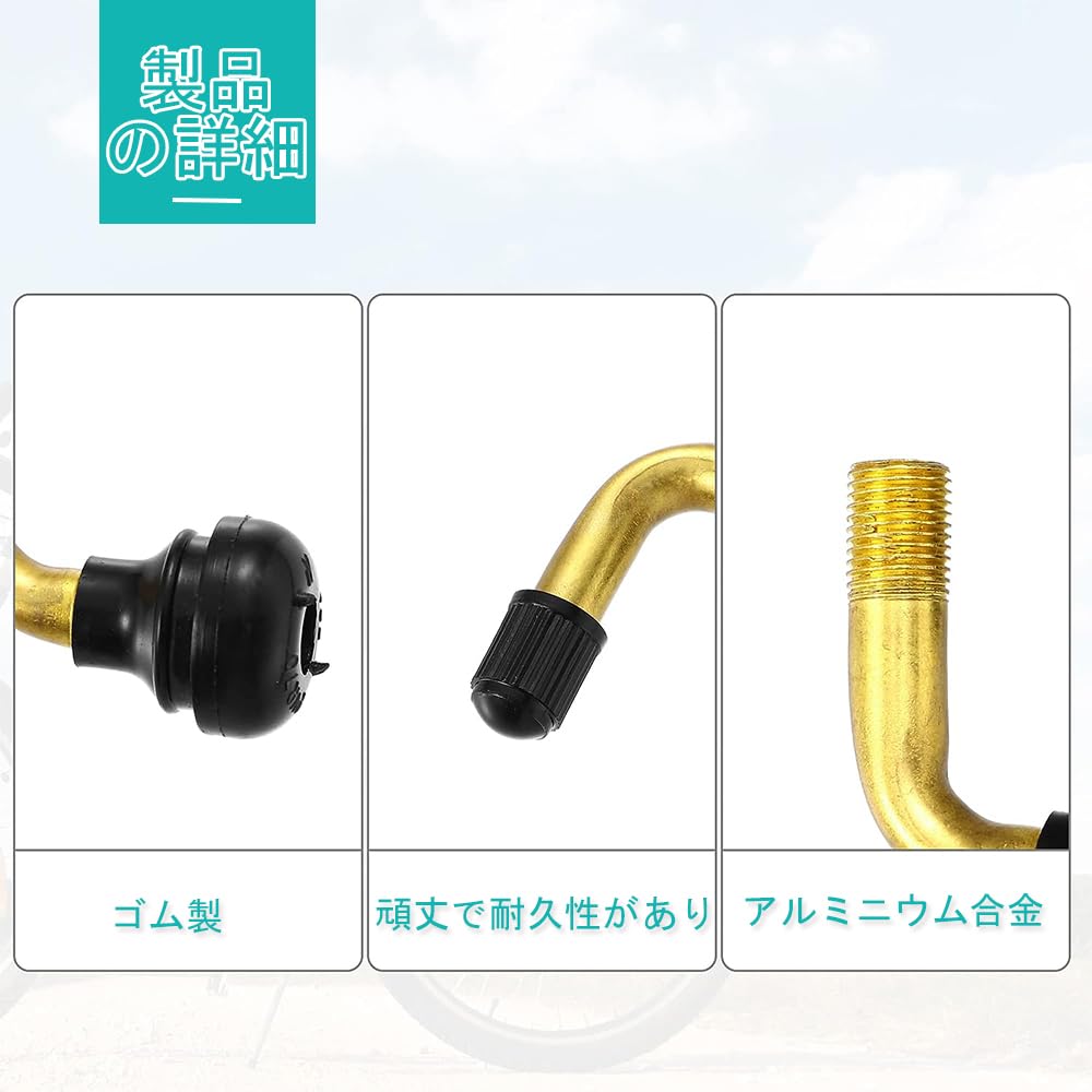 Tire Air Valve, L-Shaped, Black, Set of 6, Changed To Durable Valve Core, Spare