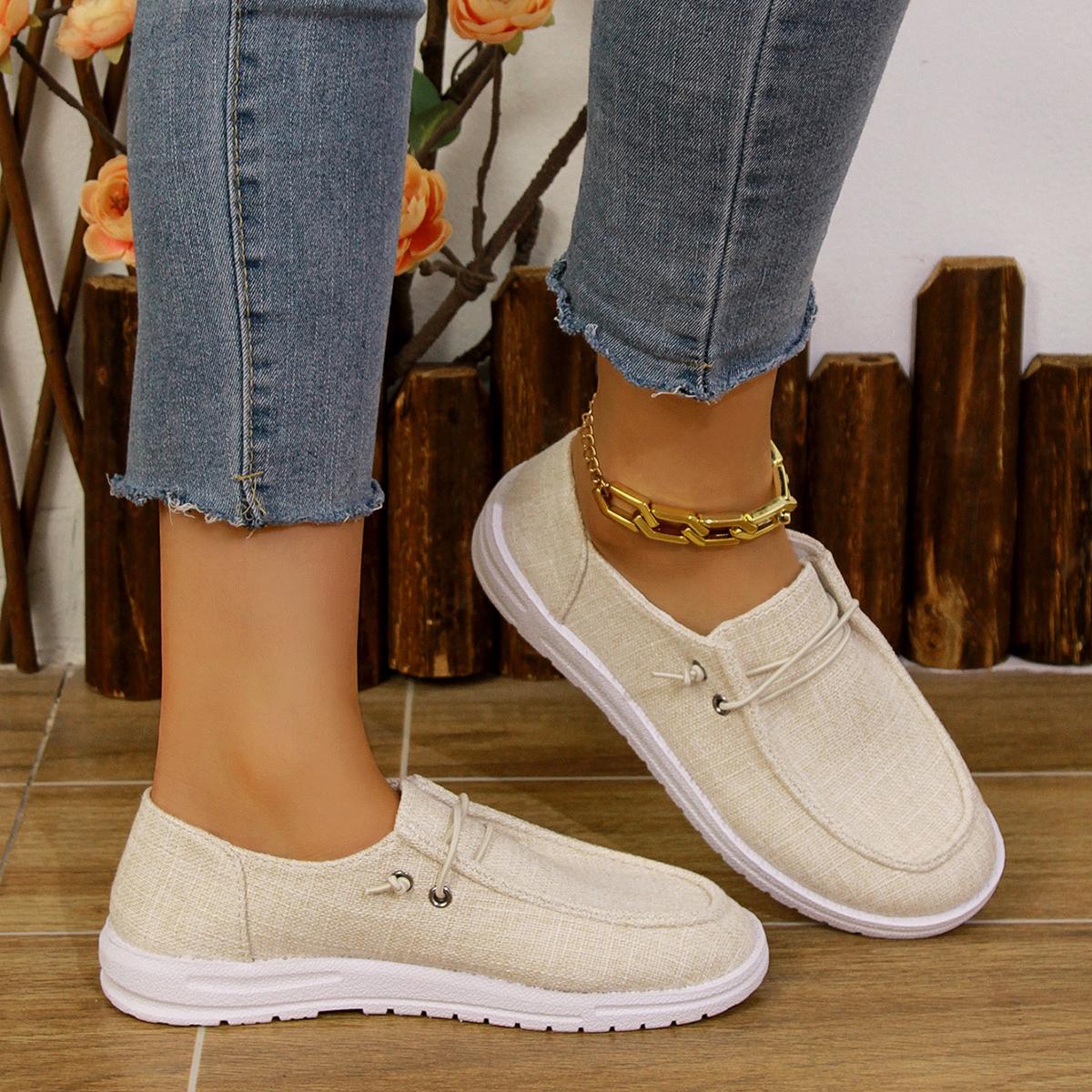 Мода 2024 года новая осенняя мода однотонная кружевная универсальная повседневная и удобная женская обувь 36 бежевый 3798₽