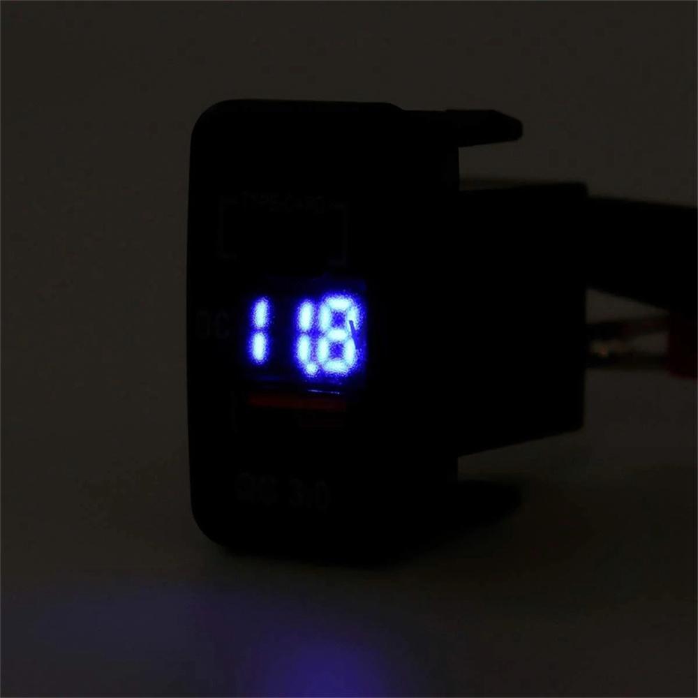 Dual Port Type-C+PD QC3.0 Charger Adapter Dashboard Socket Voltmeter For Toyota