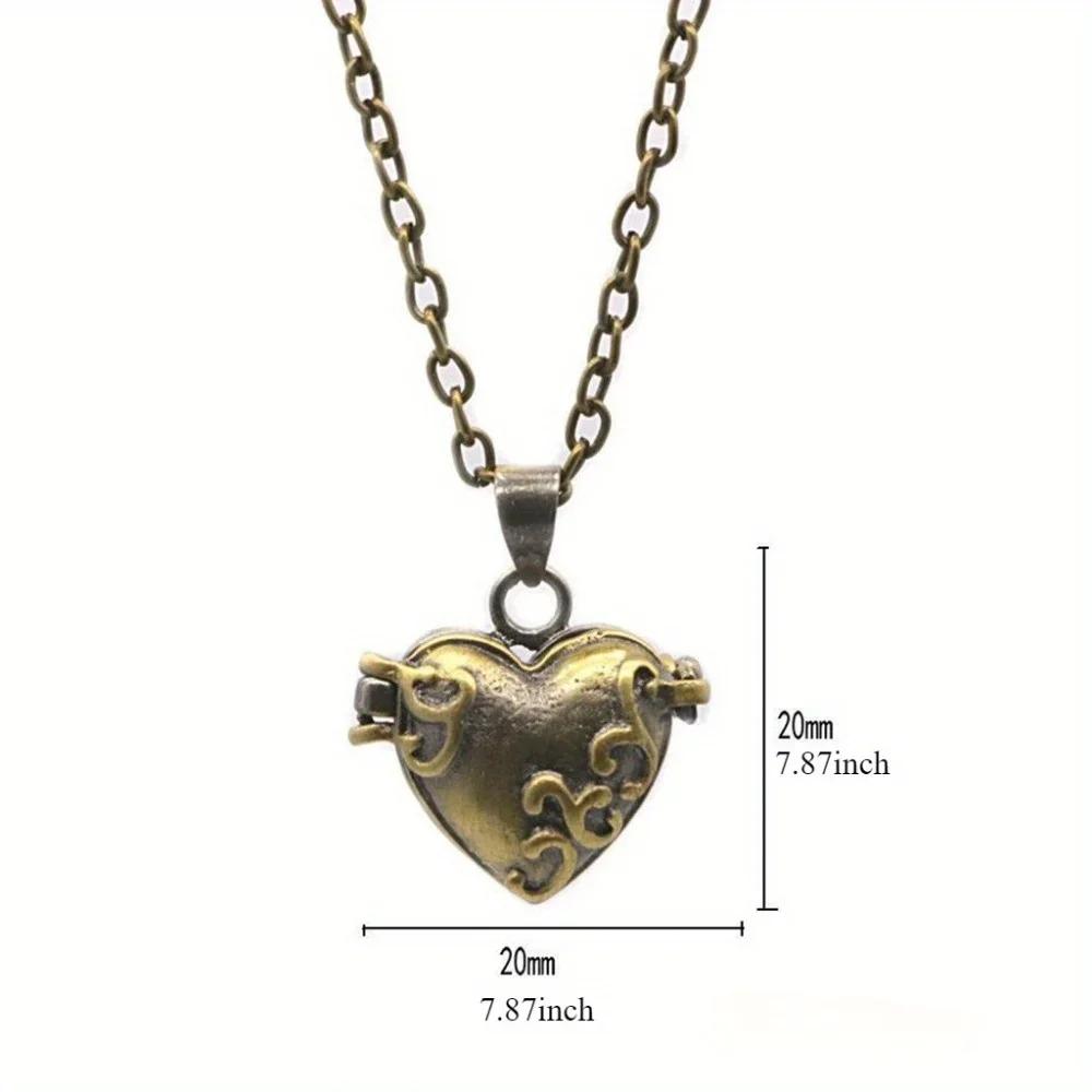 Brass Made Old Can Open Hollow Memorial Photo Box Necklace Pendant Bronze Love Jewelry Box