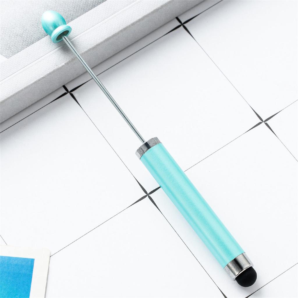 6PCS 2-in-1 Beadable Ballpoint Pen with Stylus Cap Business Signing Pen Quick Drying Write Smoothly for Office School