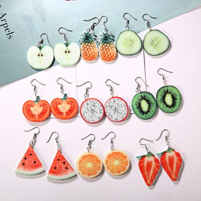 Süße Frucht, Wassermelone, Erdbeere, baumelnde Damen-Ohrbügel-Ohrringe, Party-Schmuck