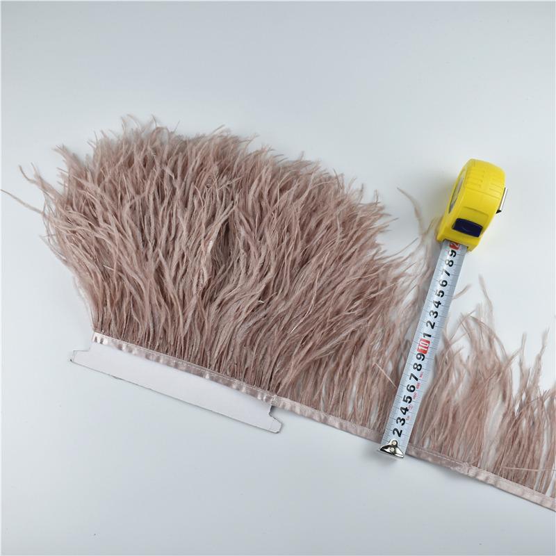 1Meters Ostrich Feathers On Tape Fringe Trim Ribbon 10-15Cm 4-6" Long White Feather Trims Decor For Clothes Flecos Decoration