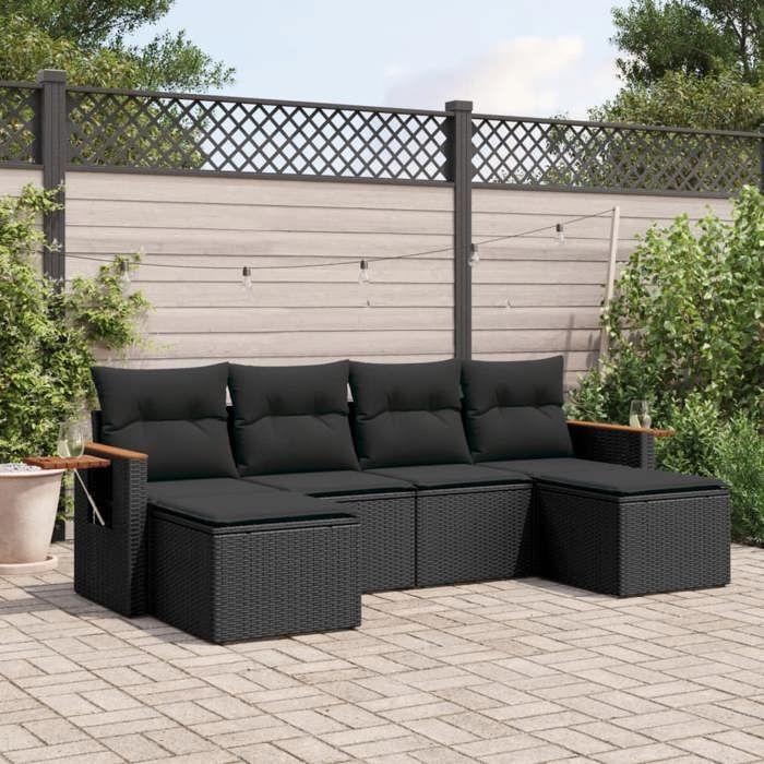 VidaXL Garden Lounge Set with Cushions 6 Pcs, Patio Sofas, Patio Furniture Set, Outdoor Furniture, Black 3259458