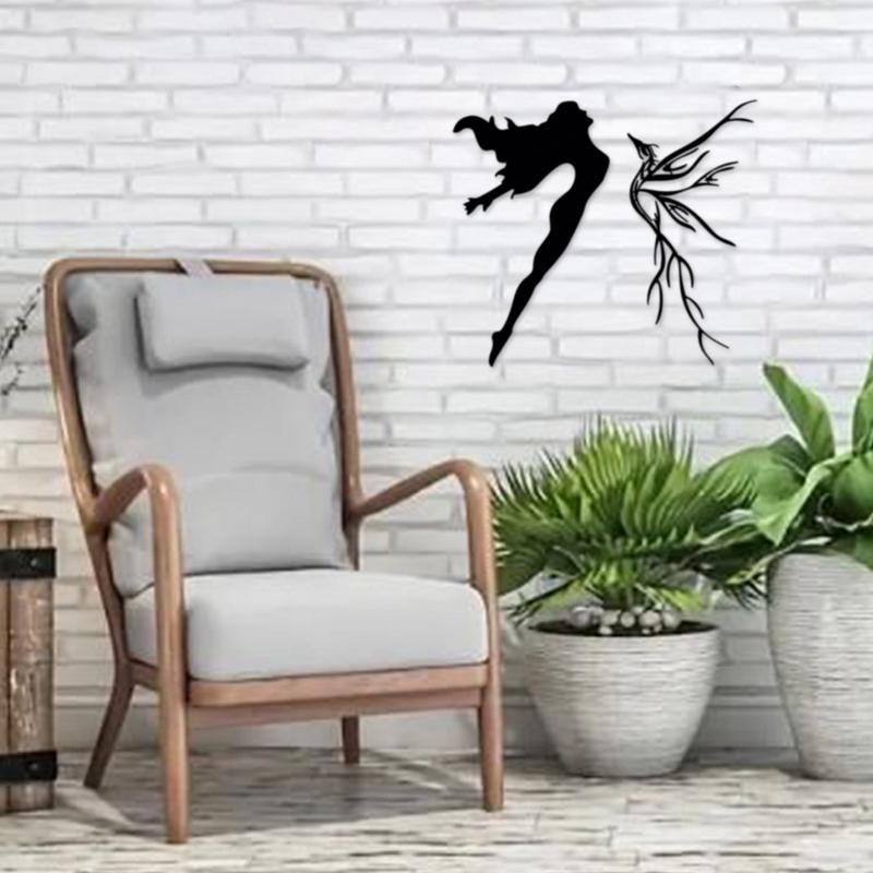 Flying Girl Metal Wall Art Abstract style Wall Decoration for Indoor Outdoor Home Terrace Balcony Living Room Not easy to break
