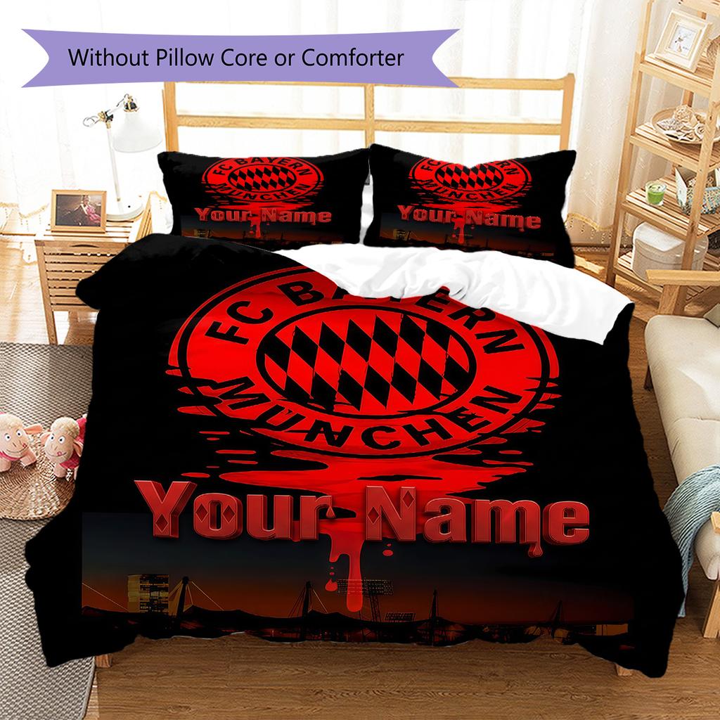 Custom Name FC Bayern Munich Bedding,Quilt Set Quilt Cover Pillowcase Home Birthday Gift(1 * Duvet Cover + 2 * Pillowcase, Without Core) -HE58