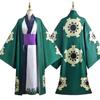 Zelené Kimono Roronoa Zoro Cosplay Anime Kostým Uniforma na Halloween Pánský Oblek Podšívka Paruka Vnější oděv Pásek Disfraz Halloween