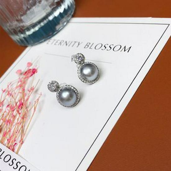 Elegant Songyuan Pearl Stud Earrings: Multiple Colors, Round Mantou Design, Light Luxury Fashion