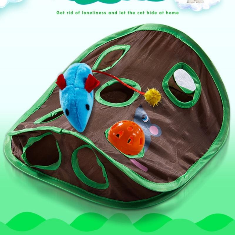 Stimulates Curiosity Teaser Puzzle Toy Cats Chew Resistant Durable With Multiple Holes And Mouse Bells Ball