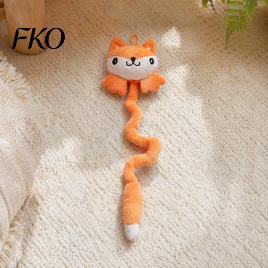 Scratch Proof Cat Toy Plush Animal Toy, Long Tail Chew with Crinkle Sound, Amusement Hanging Stuffed Fox Chick Monkey for Indoor Cats Solo